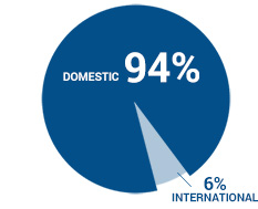 Pie chart of domestic vs international students at CSUF