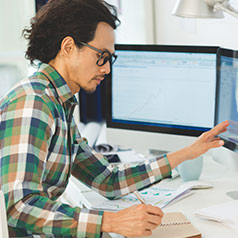 Student working on computer