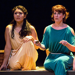 Actresses on stage at the CSUF Performing Arts Center.
