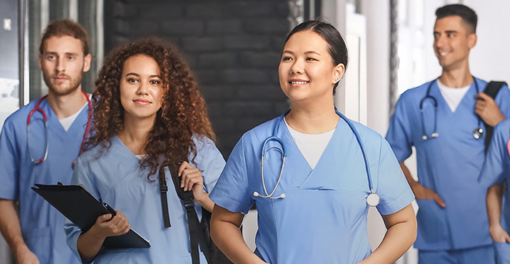 A group of health students in uniform