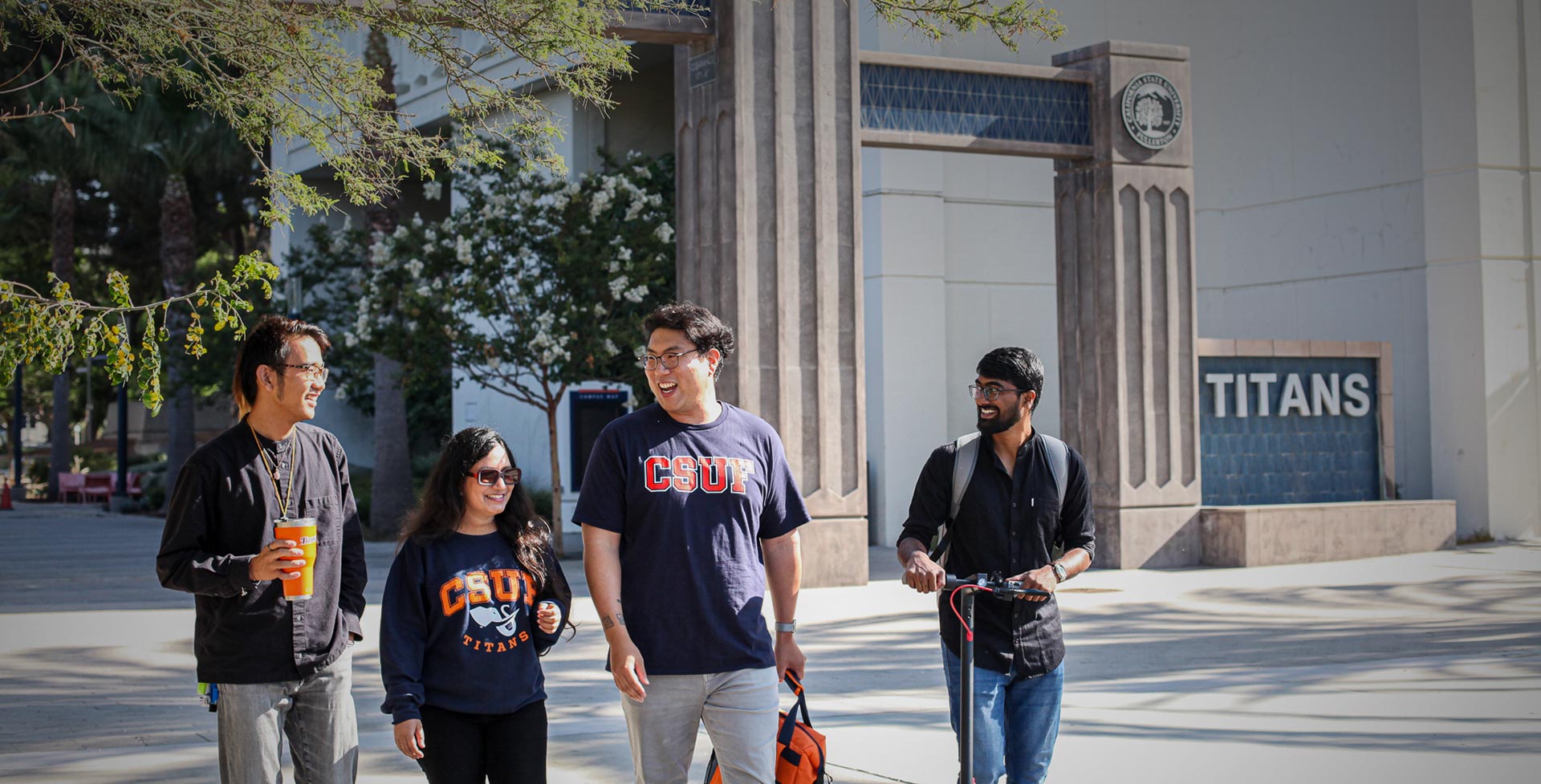 CSUF International students walking