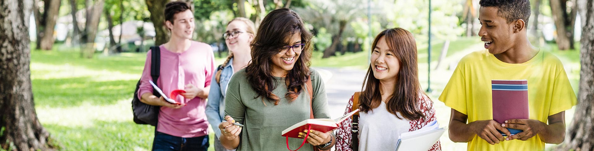 International students walking together