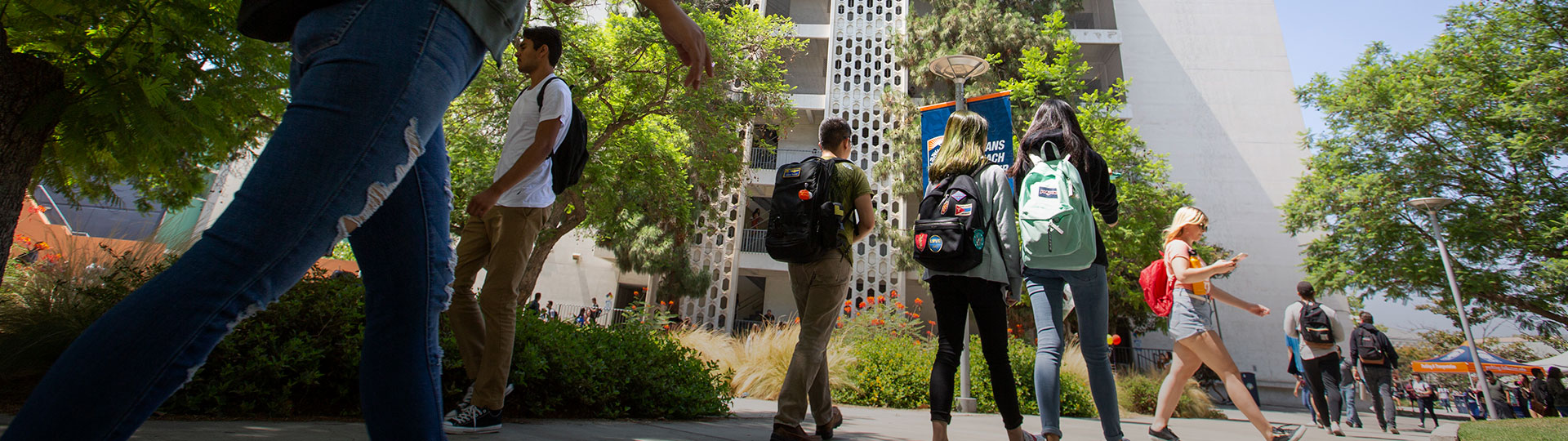 Students walking on campus