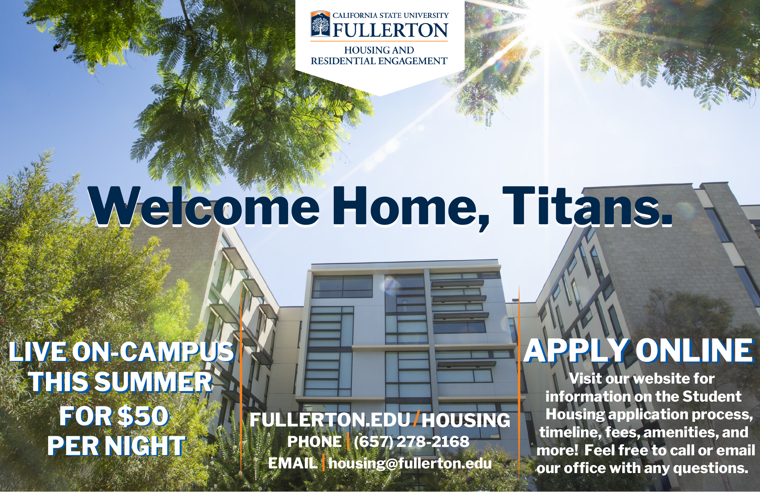 Live on-campus this summer for $50 per night